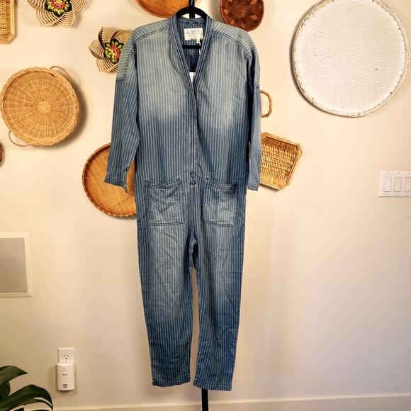 Free‎ People Sandrine Rose Kimono Jumpsuit Washed Stripe Womens Size Small - Picture 3 of 11